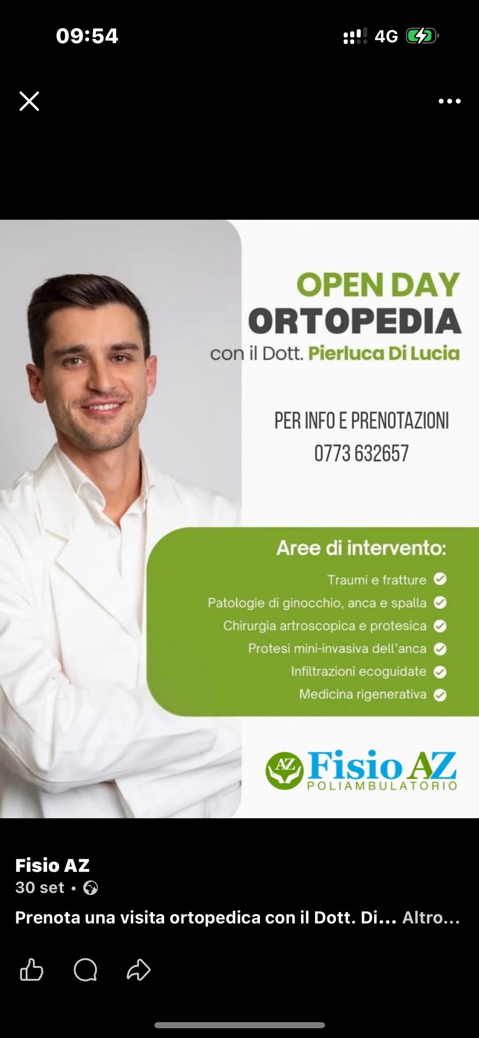 Locandina Ortopedia FisioAZ con il Dott. Pierluca Di Lucia
